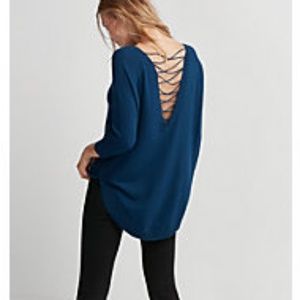 Lace-Up Back Circle Hem Sweater